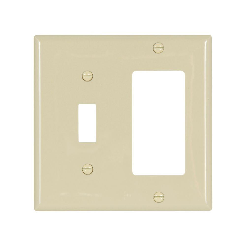 Standard Combination Wall Plate - Ivory - 2 Gangs
