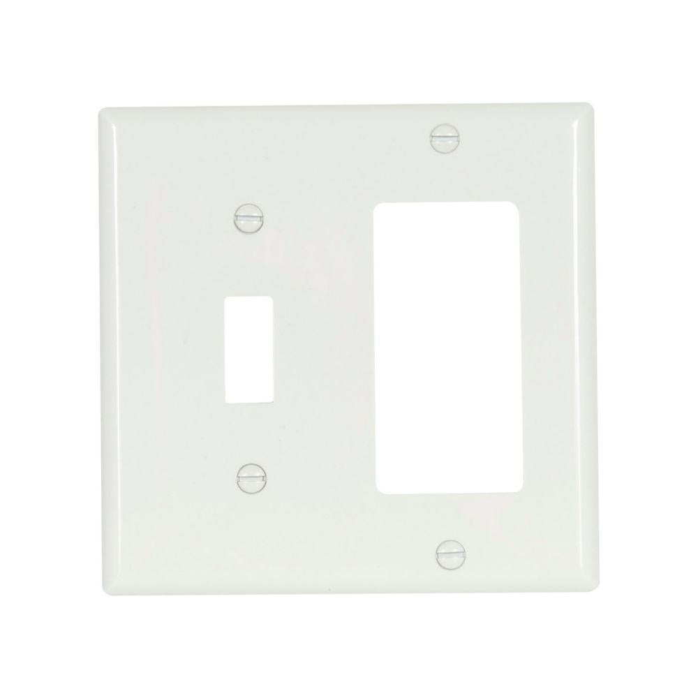 Standard Combination Wall Plate - White - 2 Gangs
