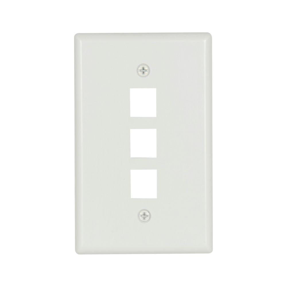 EATON MediaSync™ Eaton Wiring Devices 5530W-MSP 3-Way Medium Size Modular Wallplate, 3 Ports, Fastened Mount, Thermoplastic