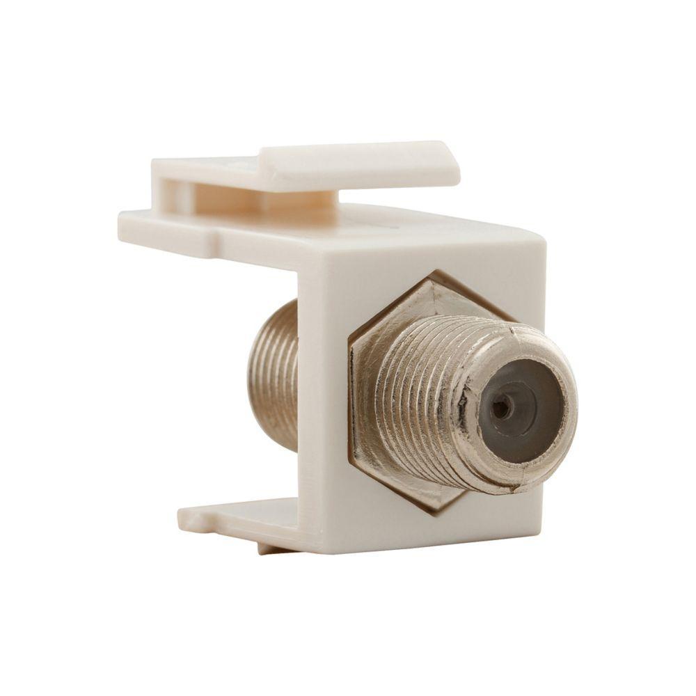EATON MediaSync™ Eaton Wiring Devices 5552-5EW F Series RG6 Adapter Video Connector, Male x Male Connector, IDC Termination, Snap-Fit Mount, White