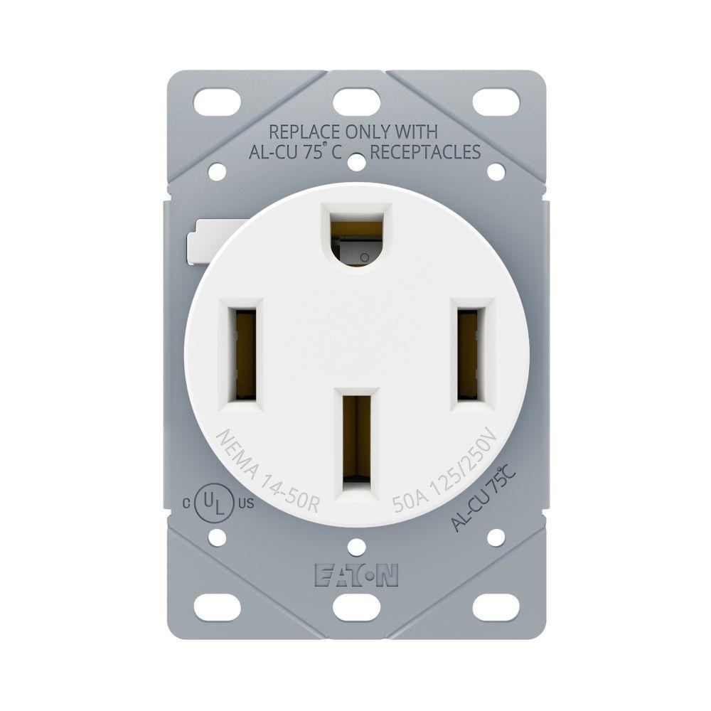 EATON AH1258BK-F Flush mount Arrow Hart Power Device Receptacle, 125/250 V, 50 A, 4 Wires, Black