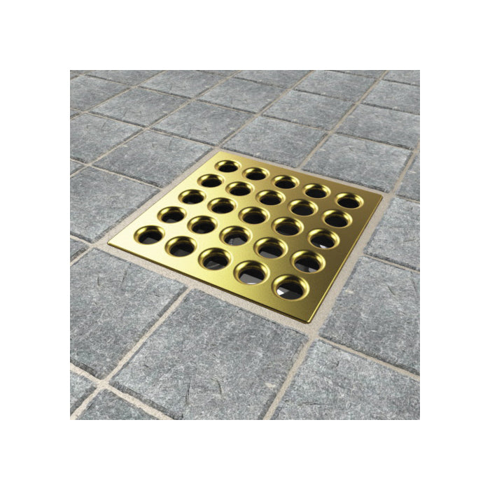 Shower Drain Grate - Satin Gold - Square Pattern