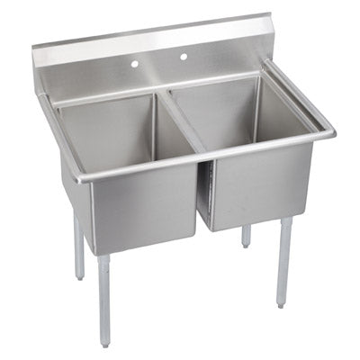 Elkay® 2C24X24-0X Standard Scullery Sink, 23 in L x 29.8 in W x 44.8 in H, Floor Mounting, 16 ga Stainless Steel, 2 Bowls, 10 in Backsplash