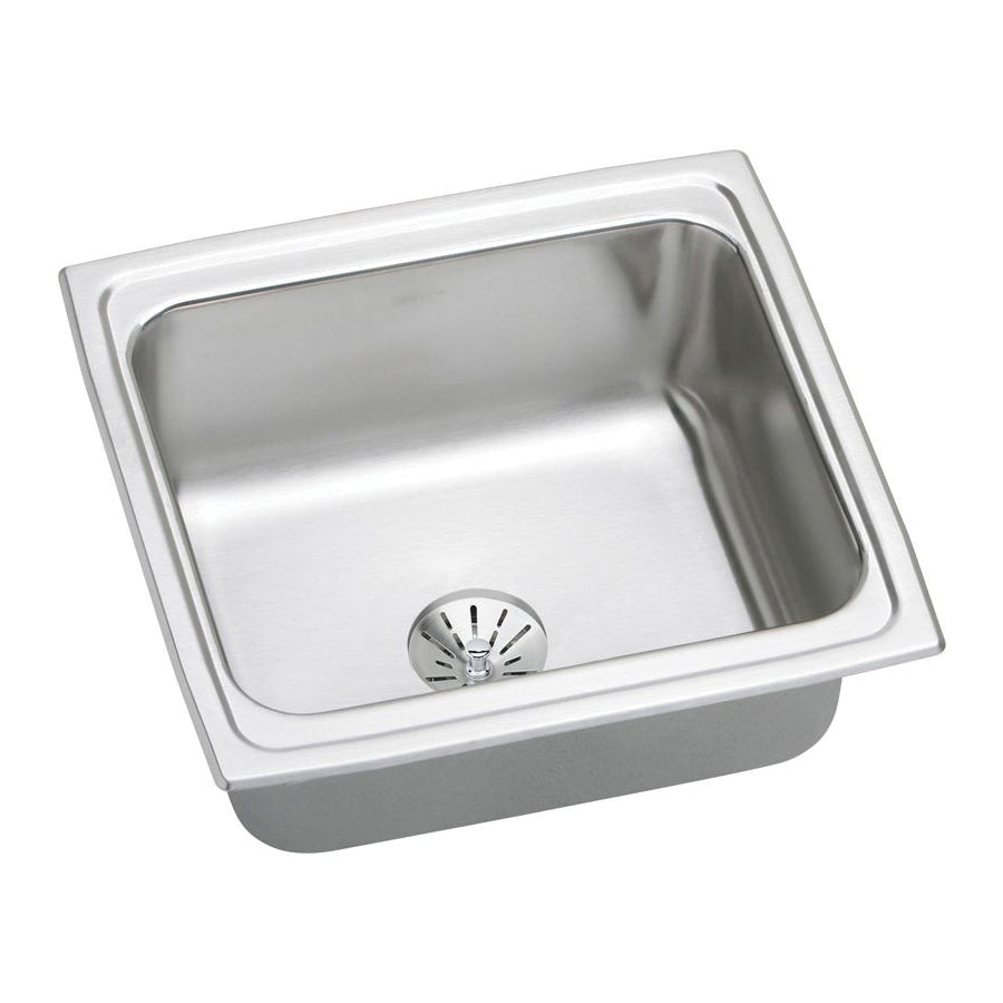 Elkay® DLFR191810PD Lustertone™ Classic Bar Sink, Rectangle Shape, 16 in L x 13-1/2 in W Bowl x 10 in D Bowl, 19 in L x 18 in W x 11-5/8 in D, Drop-In Mounting, Stainless Steel