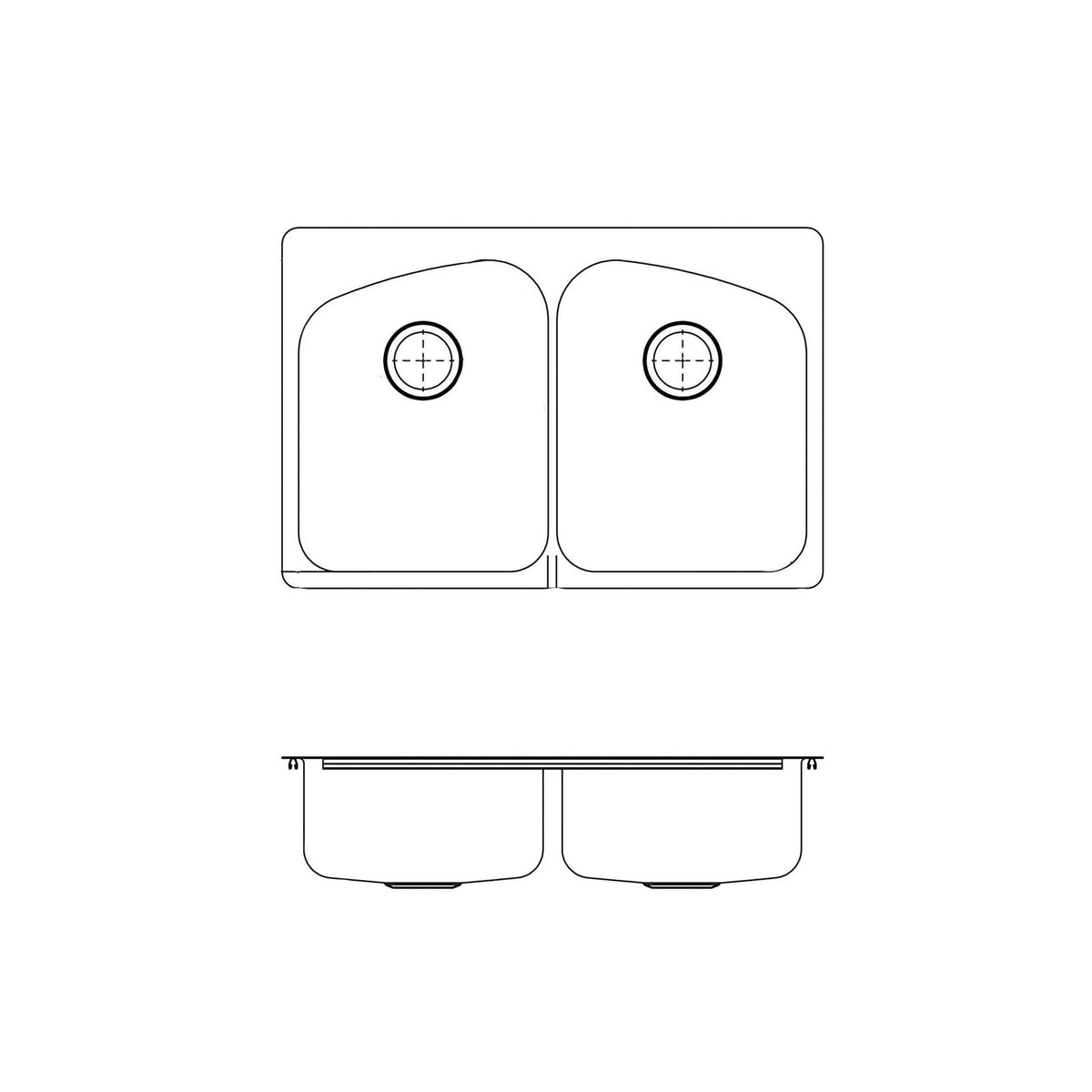 DAYTON® DPXSR233220 Kitchen Sink, Rectangle Shape, 33 in W x 22 in D x 8 in H, Dual Mounting, 304 Stainless Steel, Premium Highlighted Satin, Domestic