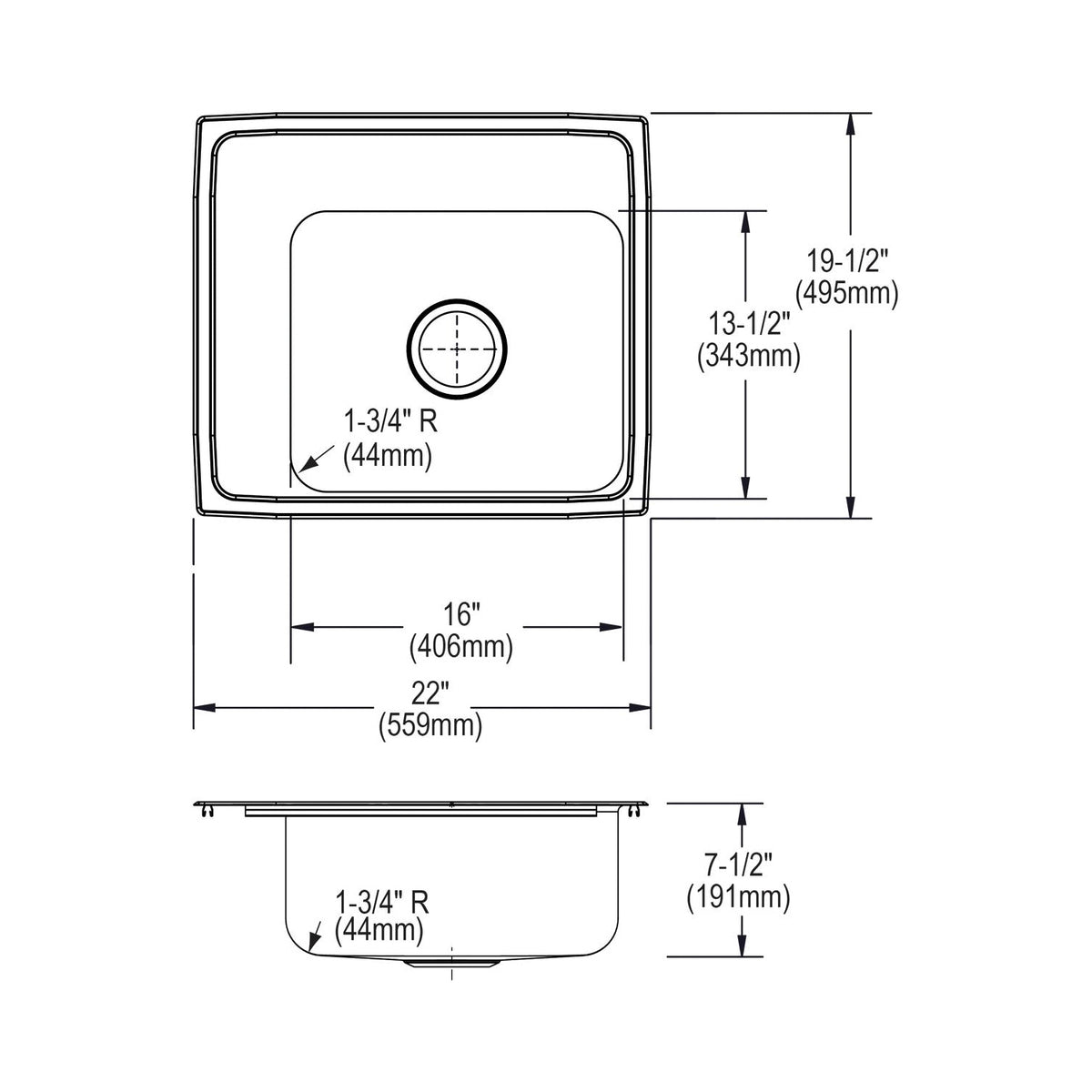 Elkay® DRKR2220L Classroom Sink