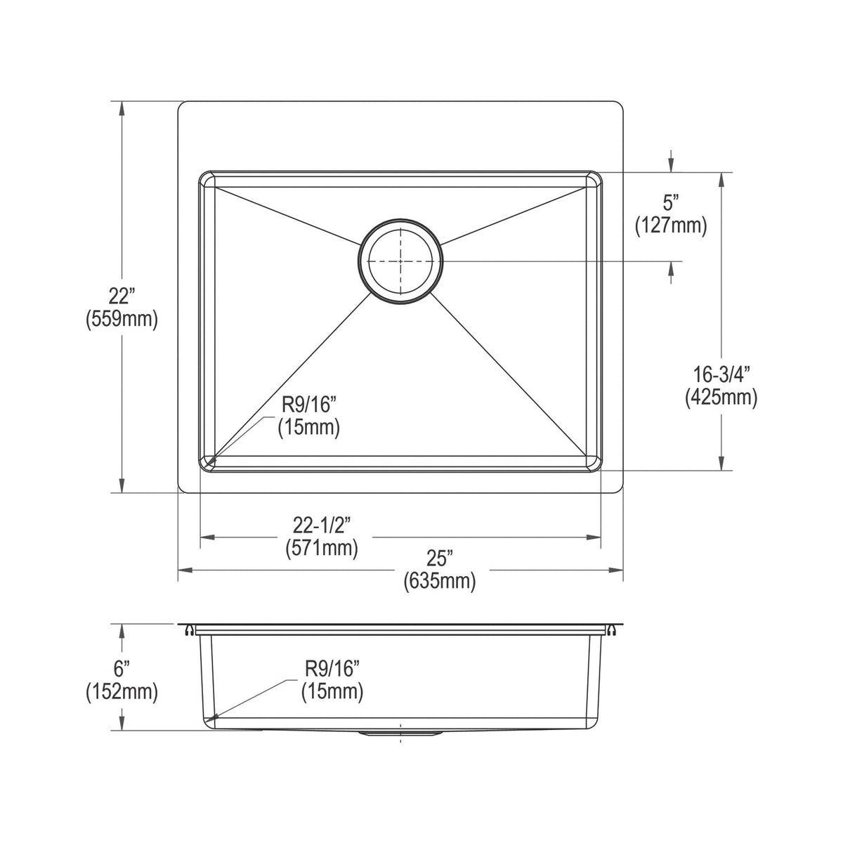 Elkay® ECTSRAD25226TBG Transitional Kitchen Sink Kit