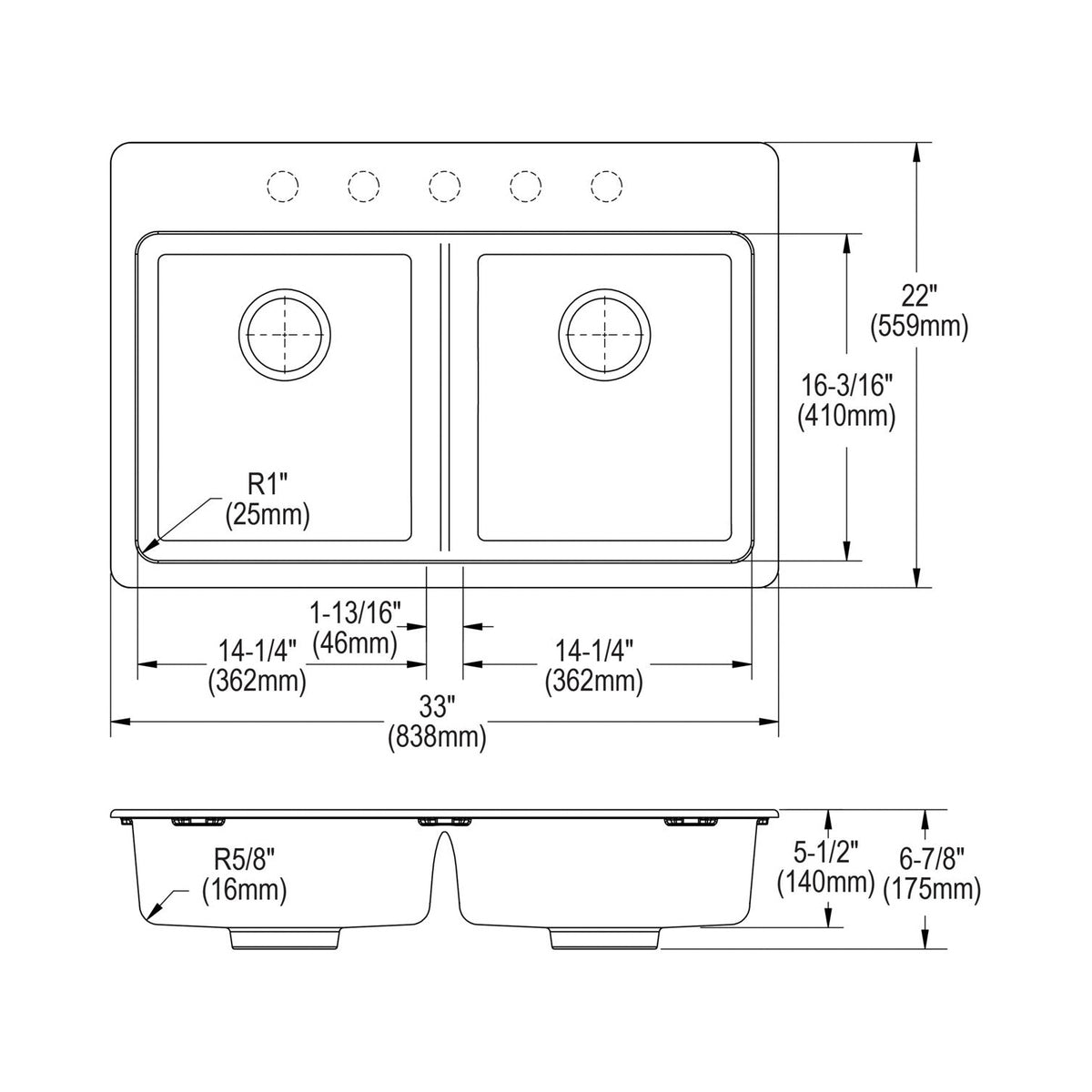 Elkay® ELGAD3322PD Transitional Kitchen Sink