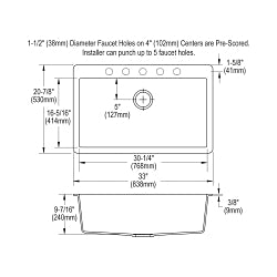 Classic - 33" Quartz Traditional Kitchen Sink - Drop-in
