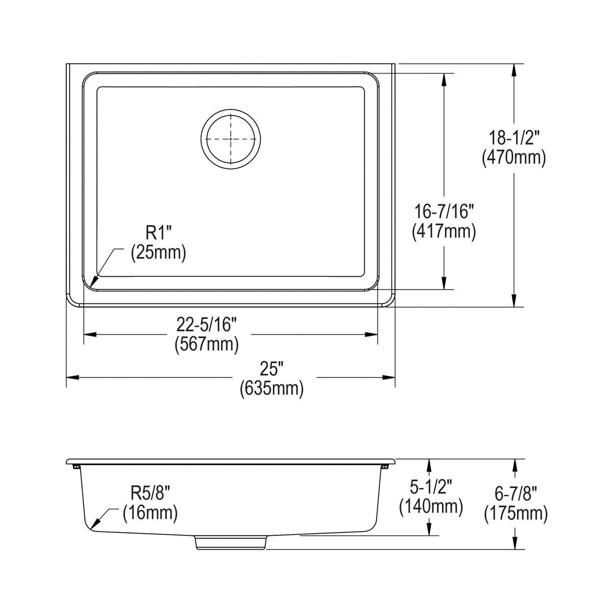 Elkay® ELGUAD2519PD Transitional Kitchen Sink