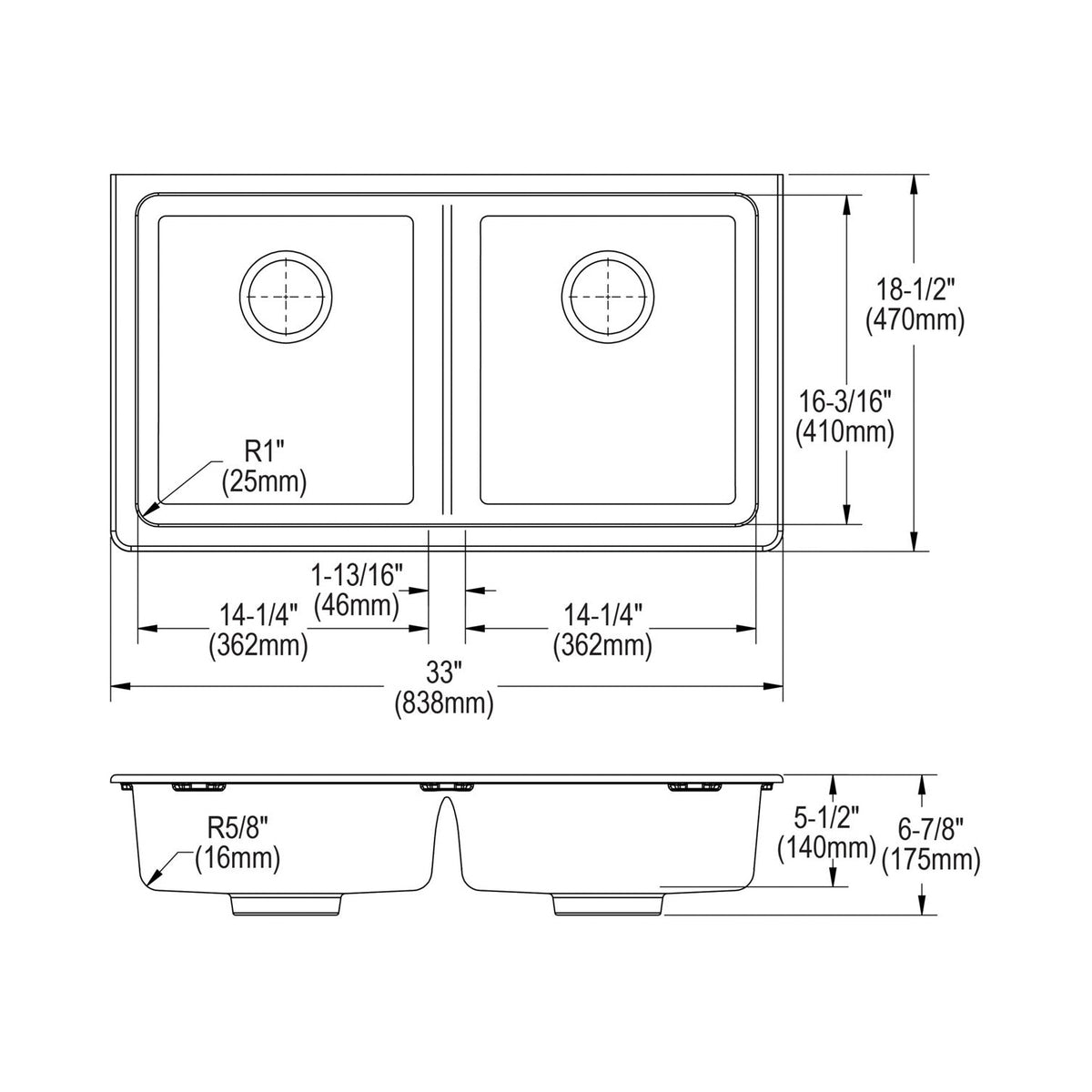 Elkay® ELGUAD3319PD Transitional Kitchen Sink