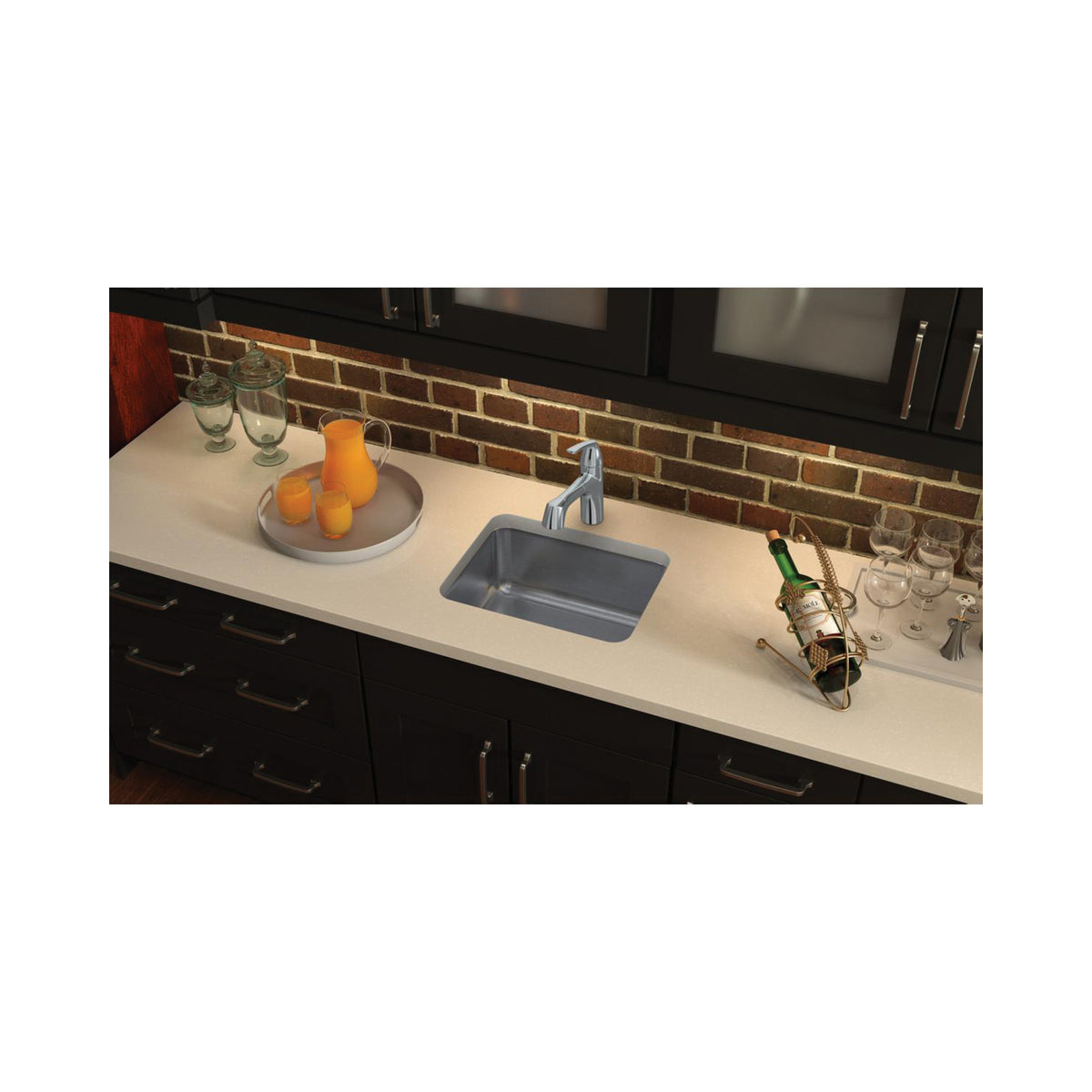 Elkay® ELUH1814PD Lustertone™ Classic Kitchen Sink, 18 in L x 14 in W Bowl x 7-7/8 in D Bowl, 20-1/2 in L x 16-1/2 in W x 7-7/8 in H, Undermount Mounting, 18 ga 304 Stainless Steel