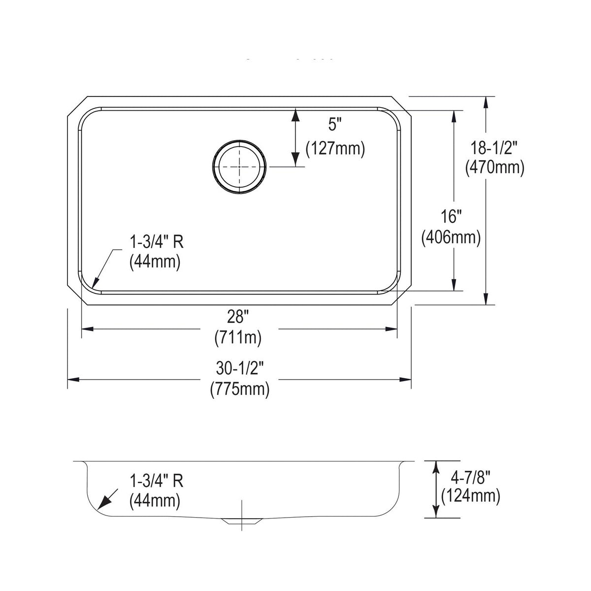 Lustertone Classic - 30-1/2" Kitchen Sink - Undermount