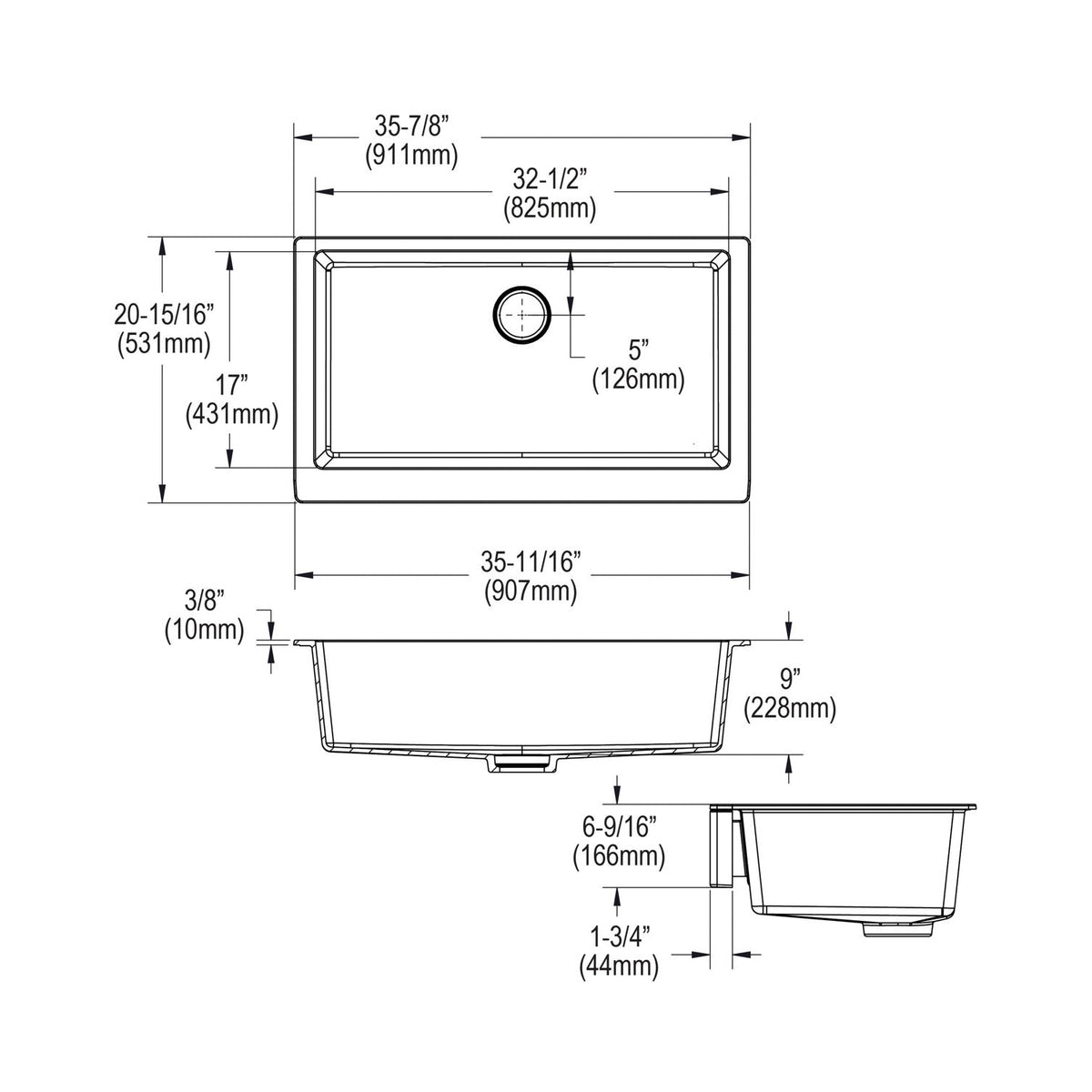 Elkay® ELXUFP3620MA0 Quartz Luxe Traditional Farmhouse Apron Front Kitchen Sink, Rectangle Shape, 20.9075 in W x 10.3259 in H, Quartz, Maraschino, Import