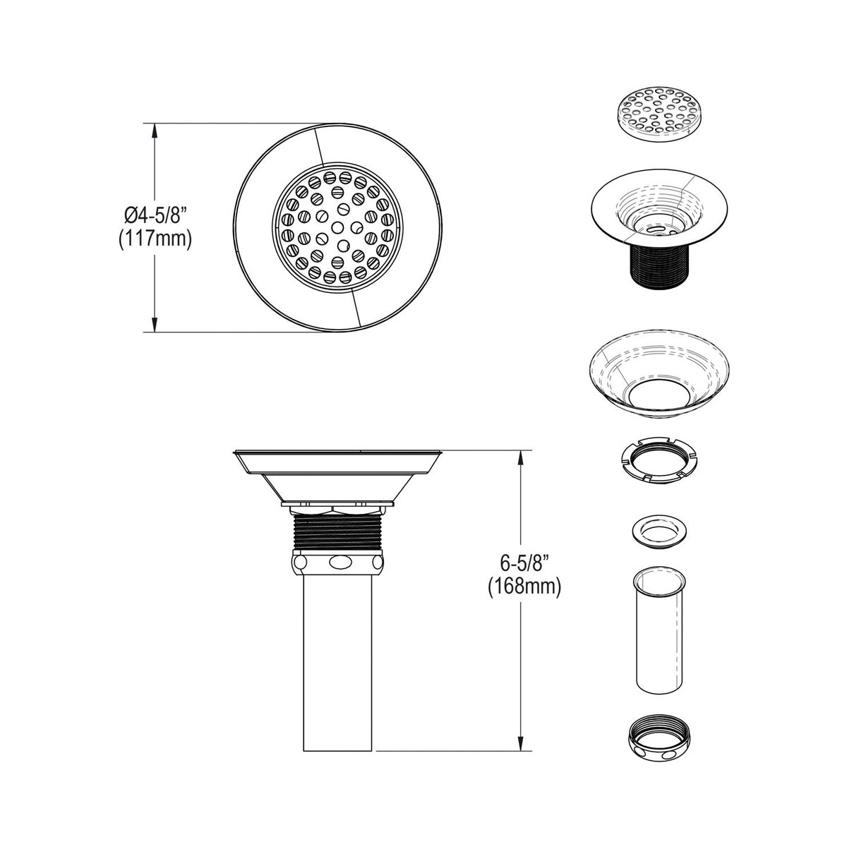 3-1/2" Drain Fitting - Nickel Plated