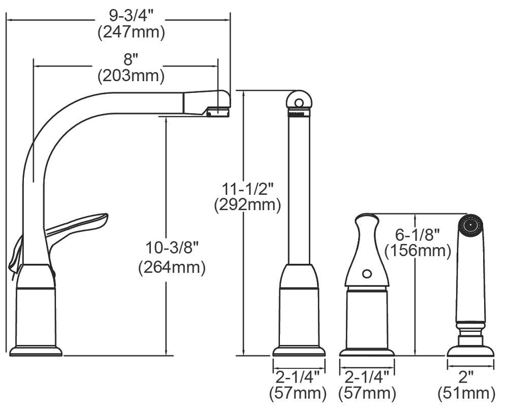 Elkay® LK3001CR Kitchen Faucet With Remote Handle and Side Spray, Everyday, 1.5 gpm Flow Rate, Swivel Spout, Polished Chrome, 1 Handle, Import