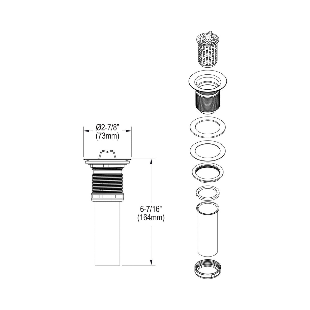 2" Drain Fitting - Nickel Plated