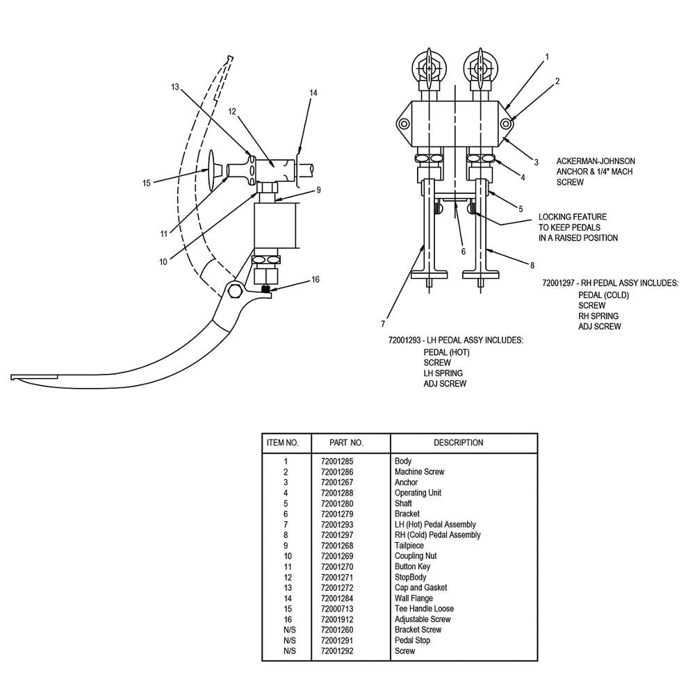 1/2 x 3/8" Double Pedal Valve - Female