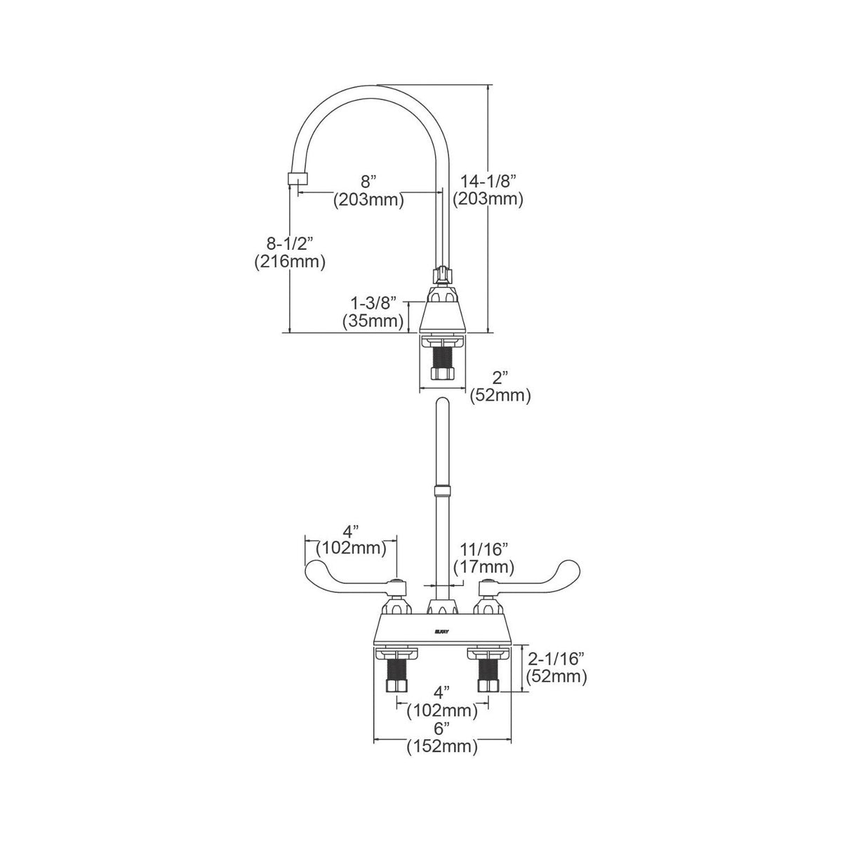 Centerset Bathroom Faucet - Polished Chrome - 8"