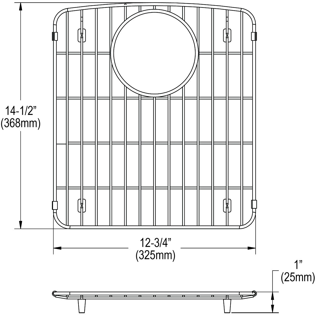 Elkay® LKOBG1415SS Bottom Grid, 12-3/4 in L x 14-1/2 in W x 1 in H, Import