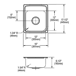 Lustertone Classic - 15" Kitchen Sink - Drop-in