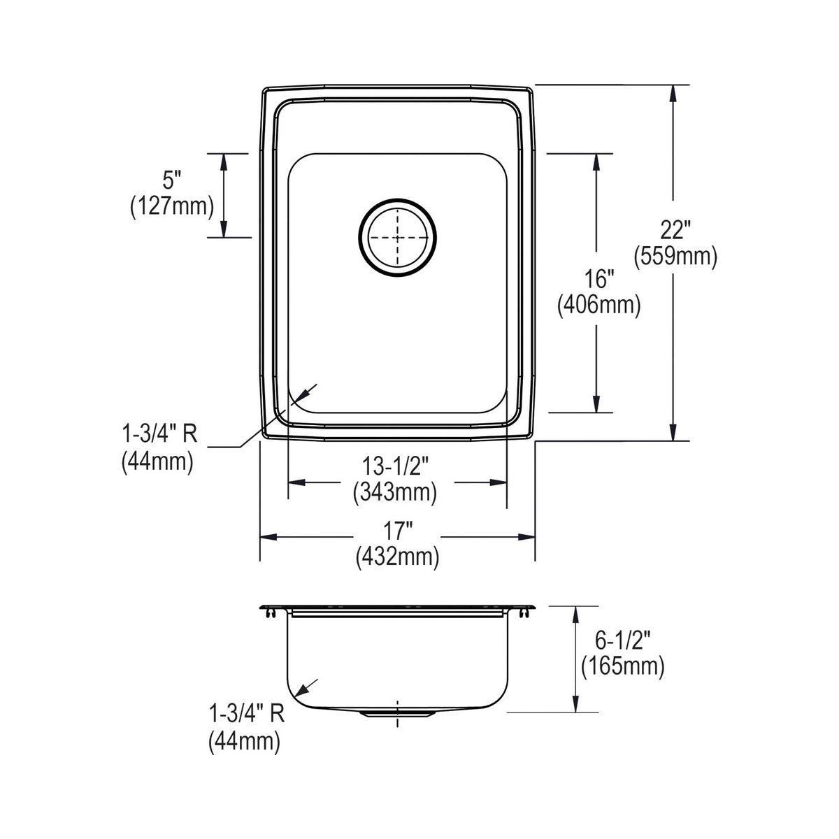 Elkay® LRAD172265 Kitchen Sink