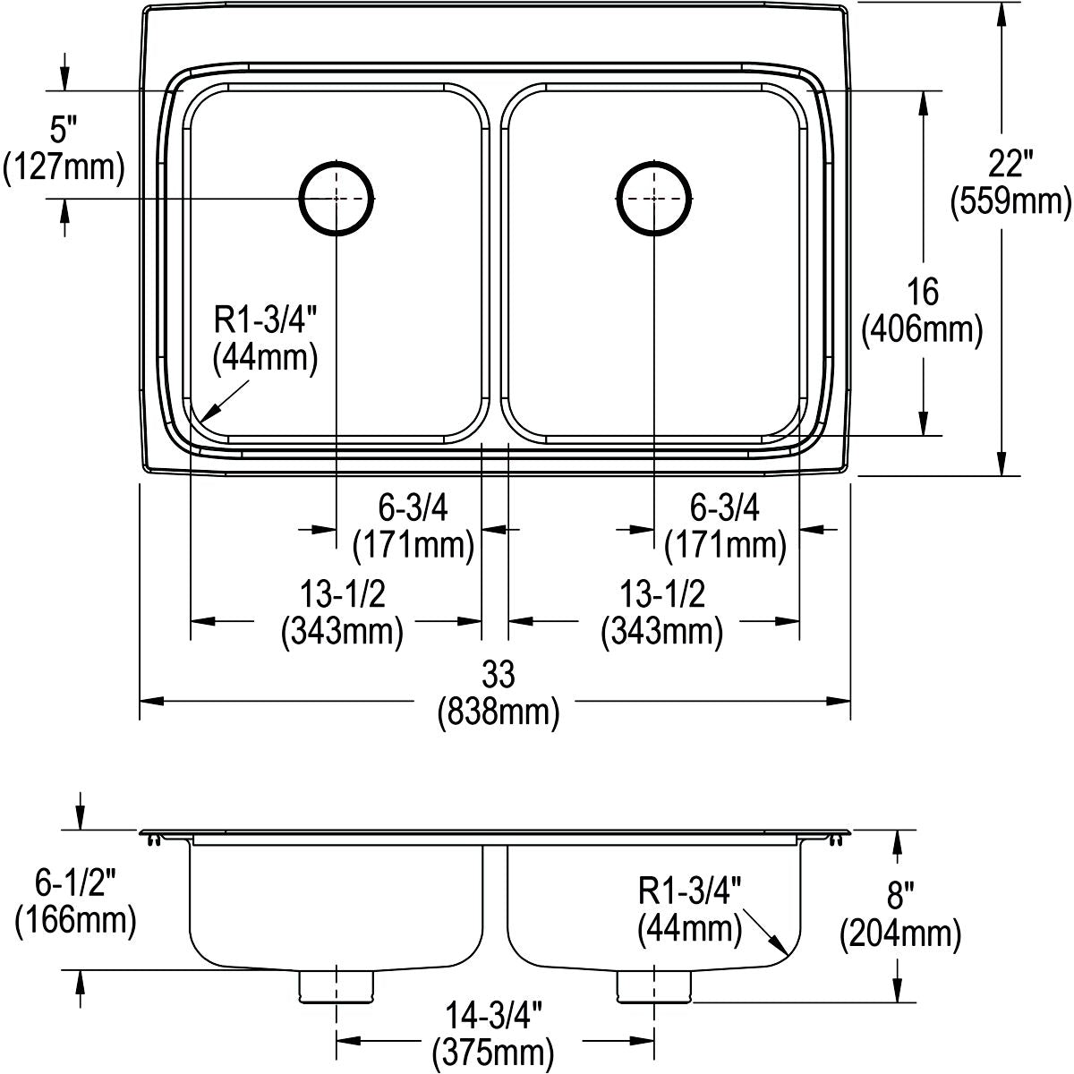 Elkay® LRAD332265PD Traditional Kitchen Sink