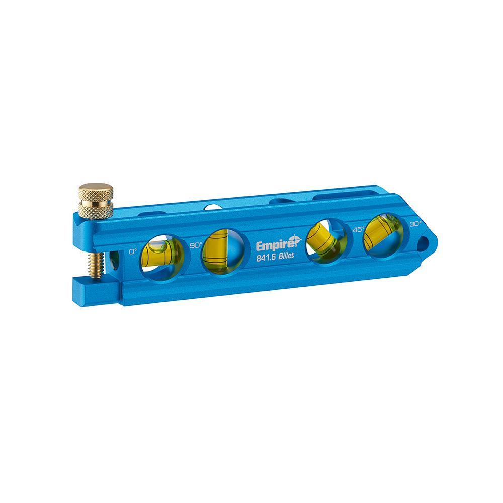 Empire® 841.6 Magnetic Billet Torpedo Level, 6 in L, 4 Vials, Aluminum, (2) Plumb Vial Position, 0.001 in Accuracy