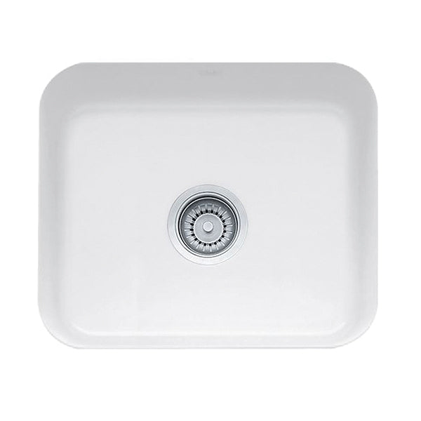 FRANKE CCK110-19WH Cisterna Kitchen Sink, White, Square Shape, 19-5/8 in L x 15-3/8 in W Bowl x 6-7/8 in D Bowl, 21-5/8 in L x 17-3/8 in W x 7-7/8 in D, Undermount Mounting, Fireclay