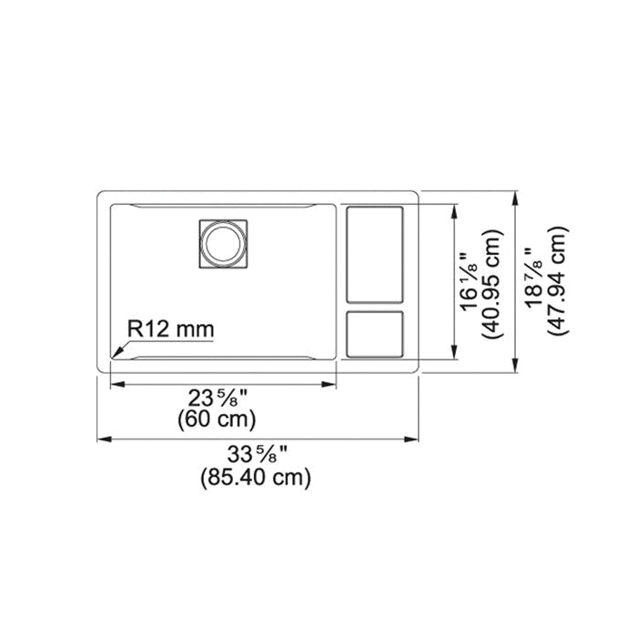 Chef Center - 33-5/8" Kitchen Sink - Undermount - Diamond