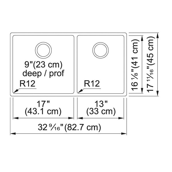 Cube - 32-9/16" Kitchen Sink - Undermount - Double Bowl