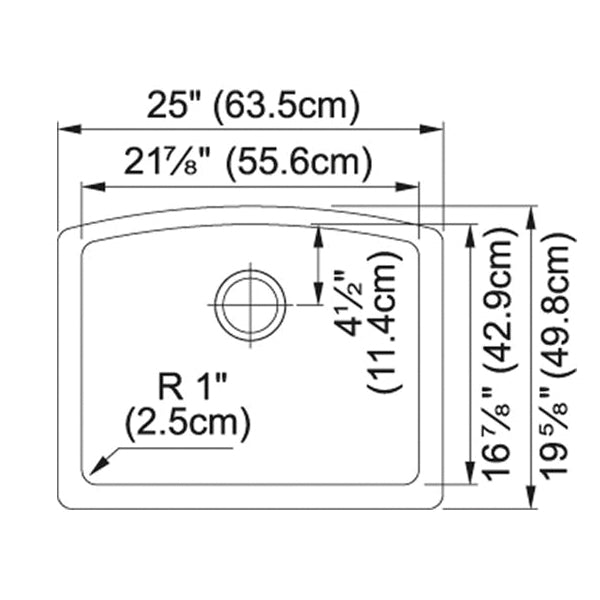 Ellipse - 20-3/4" Kitchen Sink - Undermount - Single Bowl