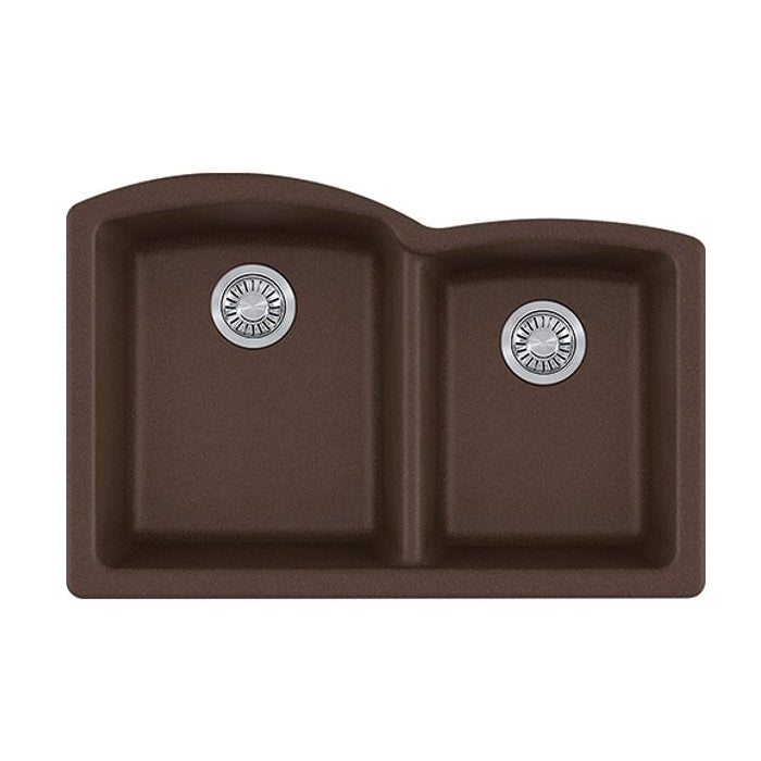FRANKE ELG160MOC Ellipse Kitchen Sink, Mocha/Brown, Rectangular Shape, 18-7/8 in Large, 16-7/8 in Small L x 15-5/8 in Large, 13 in Small W Bowl x 9 in Large, 8 in Small D Bowl, 33 in L x 21-3/4 in W, Undermount Mounting, Granite