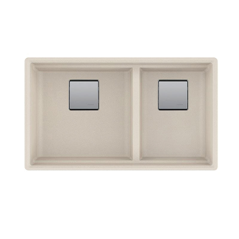 FRANKE PKG160CHA Peak Kitchen Sink, Champagne, Rectangular Shape, 17-7/16 in Large, 12-7/16 in Small L x 17-3/4 in W Bowl x 9-1/2 in D Bowl, 32 L x 18-3/4 in W, Undermount Mounting, Granite