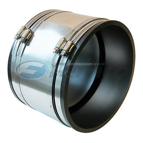 Fernco® 1002-64RC 1002 RC Strong Back Repair Coupling, 6 x 4 in Nominal, Clay x Cast Iron/Copper/Lead/Plastic/Steel End Style, 60 Duro Shore A Flexible PVC, Domestic