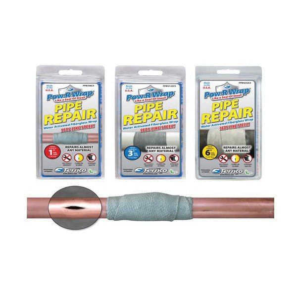 Fernco® Pow-R Wrap® FPW4252CS Water Activated Wrap, 4 x 252 in, 30 to 90 min Curing, Fiberglass, Gray, Domestic