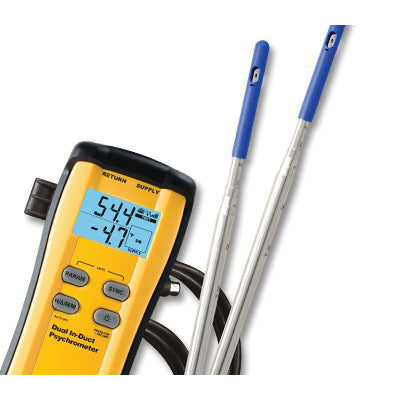 Fieldpiece SDP2 Dual In-Duct Psychrometer, 0 to 100% RH, +/- (1 deg F) 32 to 113 deg F +/- (2 deg F) -4 to 32 deg F, 113 to 140 deg F, -4 to 140 deg F, 2.6 in W