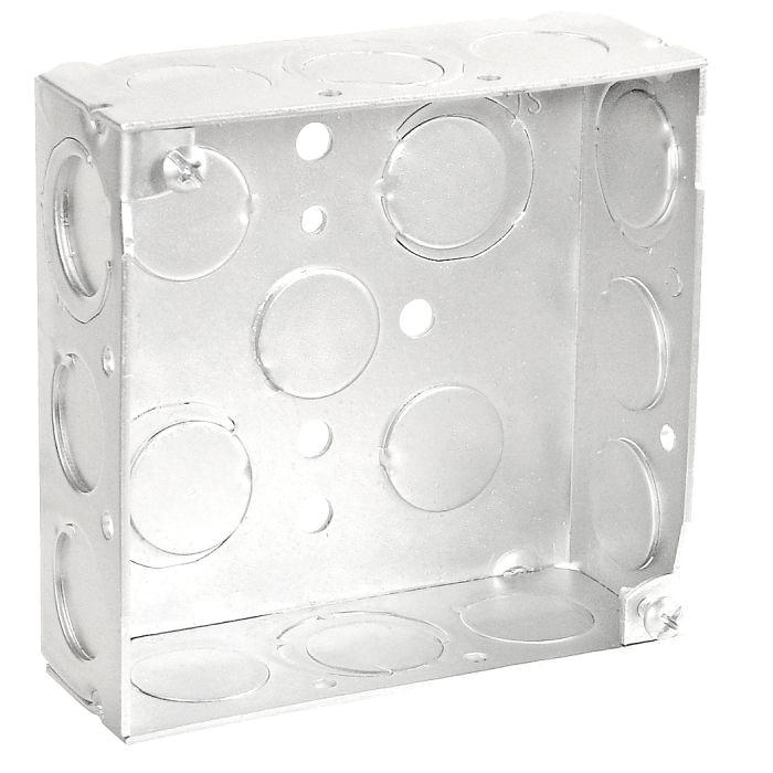 GARVIN® 52151-S Junction Box, Steel, ((12) Side, (4) Bottom) Knockouts, 4 in H x 4 in W x 1-1/2 in D