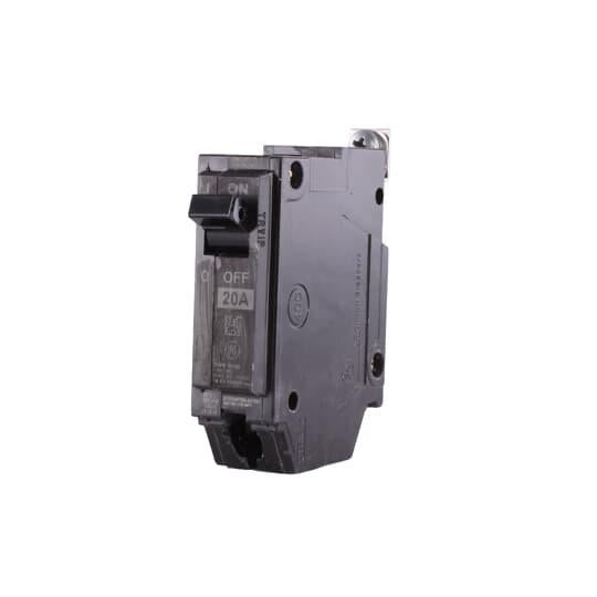 GE THQB1120 Type THQB Molded Case Miniature Circuit Breaker, 120/240 V AC, 20 A, 10 kA Interrupt, 1 Pole, Thermal Magnetic Trip