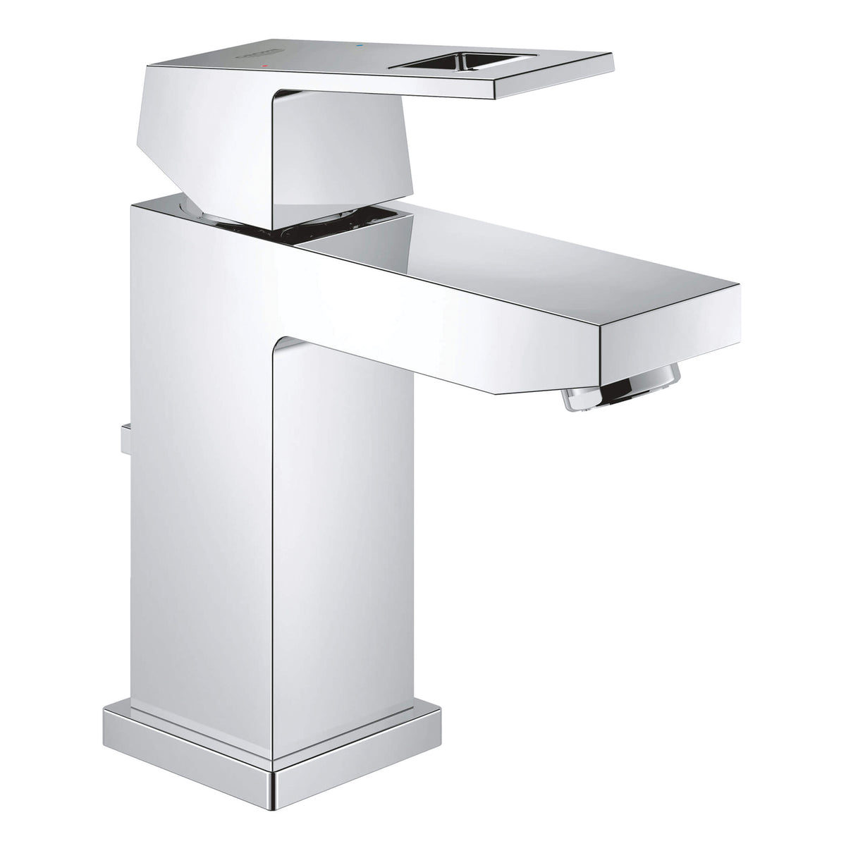 GROHE 23129000 Small Lavatory Faucet, Eurocube®, 1.5 gpm Flow Rate, 3-5/8 in H Spout, 1 Handles, Pop-Up Drain, 1 Faucet Holes, StarLight® Polished Chrome, Function: Traditional