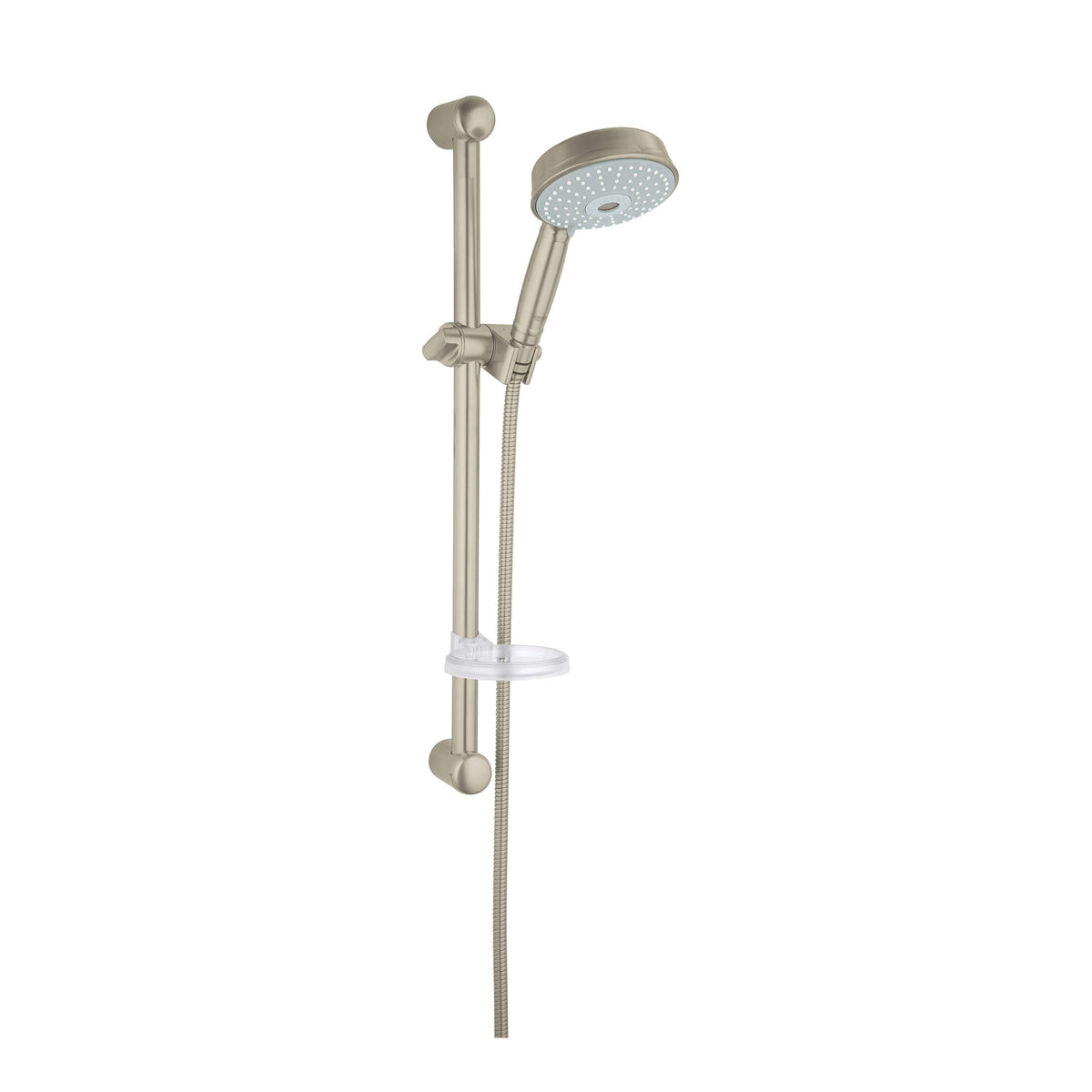 GROHE 27140EN0 Rainshower® Rustic 130 Shower Set, 1-Function Shower Head, 2.5 gpm Flow Rate, 69 in L Hose, G-1/2 Connection, Brushed Nickel, Import