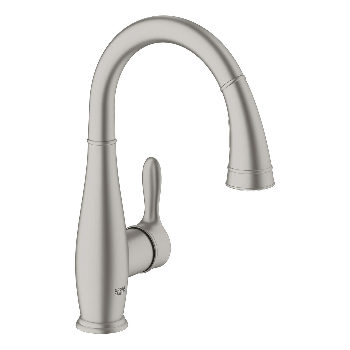 GROHE 30296DC1 Parkfield™ Prep Sink Faucet With Integrated Temperature Limiter, 1.75 gpm Flow Rate, 360 deg Swivel C Spout, SuperSteel Infinity, 1 Handles, Import