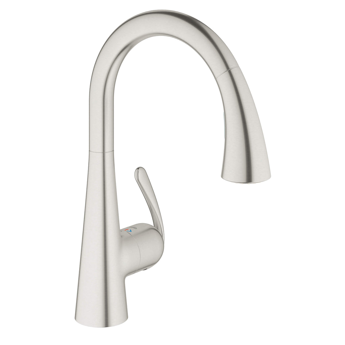 GROHE 32298SD1 Ladylux™ Sink Mixer With 2-Function Locking Sprayer, 1.75 gpm Flow Rate, 360 deg Swivel Spout, Stainless Steel, 1 Handles, 1 Faucet Holes, Import