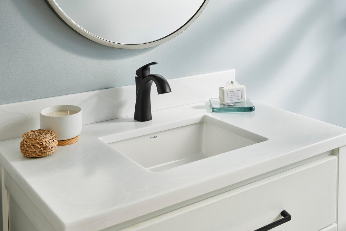 Gerber® G0012791 Wicker Park™ Undercounter Bathroom Sink, Rectangular Shape, 19-5/8 in W x 15-1/2 in D x 6-3/4 in H, Undercounter Mounting, Vitreous China, White, Import