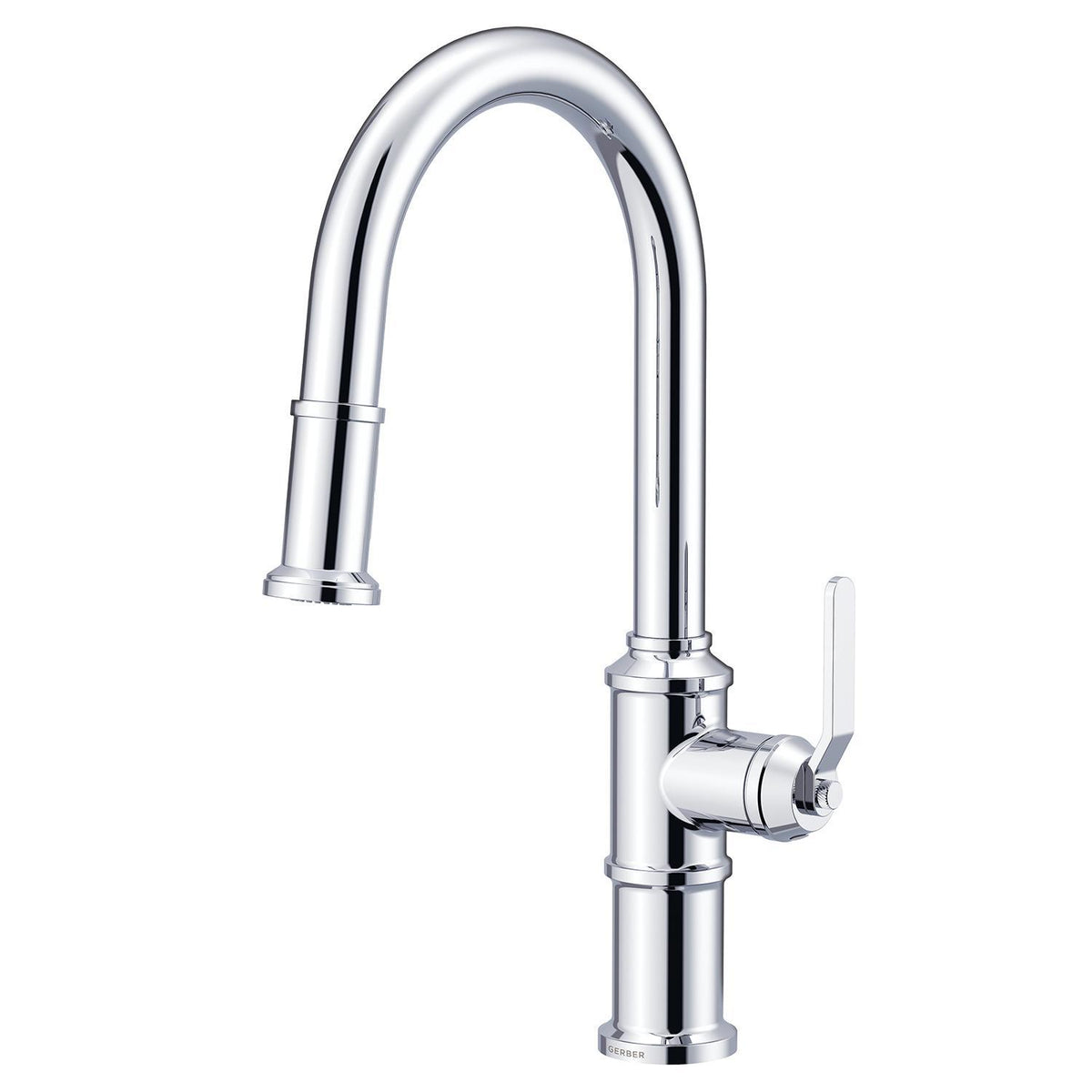 Gerber® D454437 Kinzie® Pull-Down Kitchen Faucet, 1.75 gpm Flow Rate, Polished Chrome, 1 Handles, 1 Faucet Holes, Import