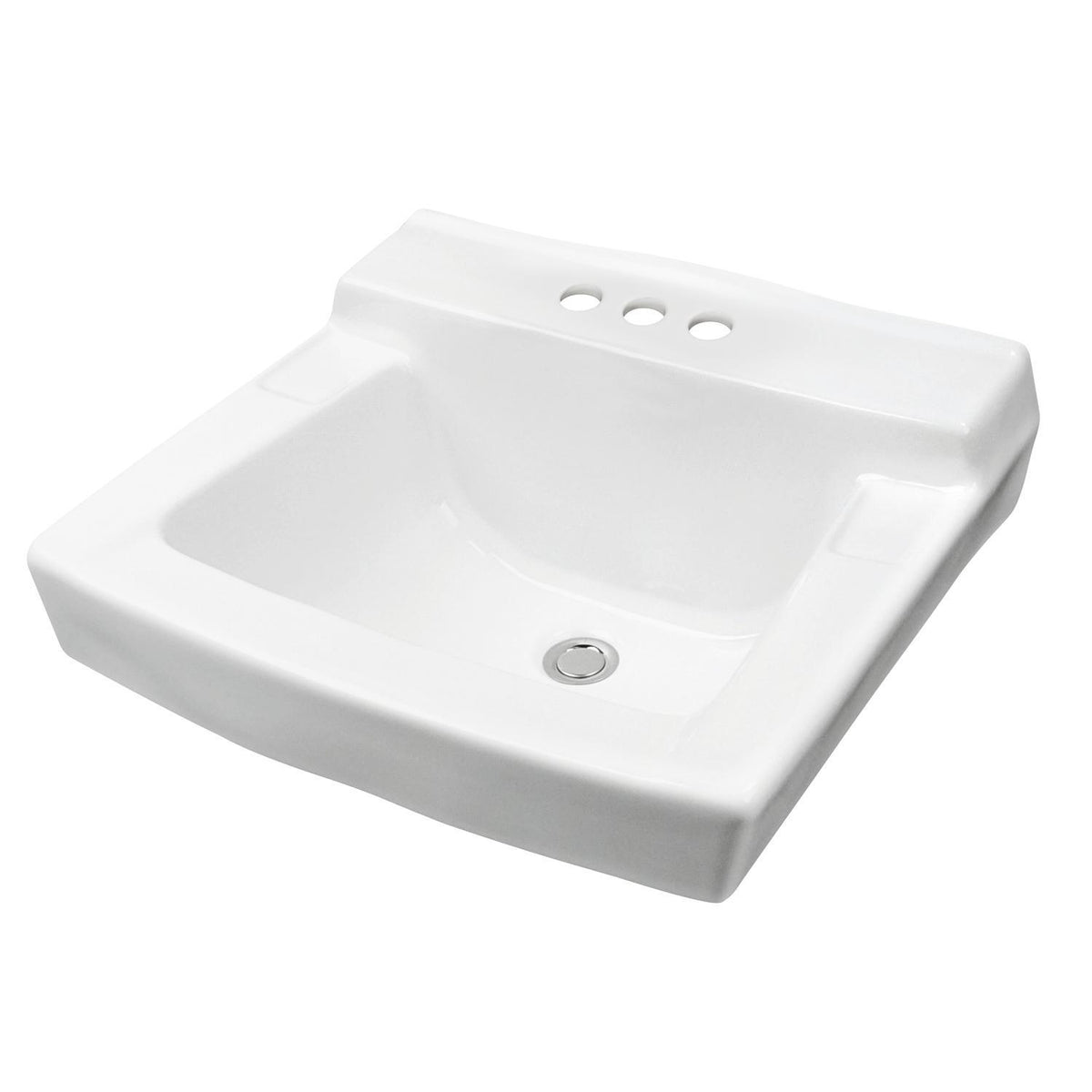 Gerber® G0012384 Hayes™ Bathroom Sink With Exposed Rear Overflow, Rectangle Shape, 4 in Faucet Hole Spacing, 20 in W x 18 in D x 10-1/2 in H, Wall Mounting, Vitreous China, White, Import