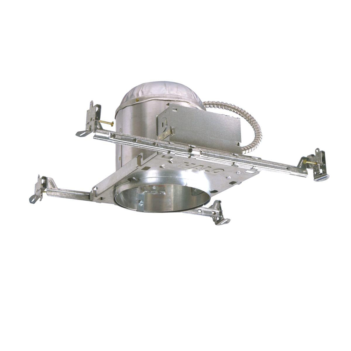 Halo H7ICT H7 Series Line Voltage New Construction Single Wall Recessed Lighting Housing, Incandescent Lamp, IC Insulation, 120 V AC, 6-1/2 in Ceiling Opening, Aluminum Housing