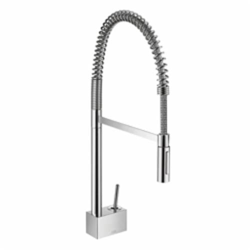 AXOR 10820001 Semi-Pro Kitchen Faucet, Starck, 1.75 gpm Flow Rate, 360 deg Swivel Spout, Polished Chrome, 1 Handles, 1 Faucet Holes, Import