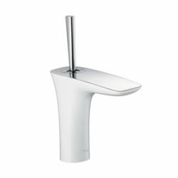 Hansgrohe 15074401 PuraVida 110 Bathroom Faucet, Commercial, 1.2 gpm Flow Rate, 4-1/2 in H Spout, 1 Handles, Pop-Up Drain, 1 Faucet Holes, Polished Chrome/White, Function: Traditional