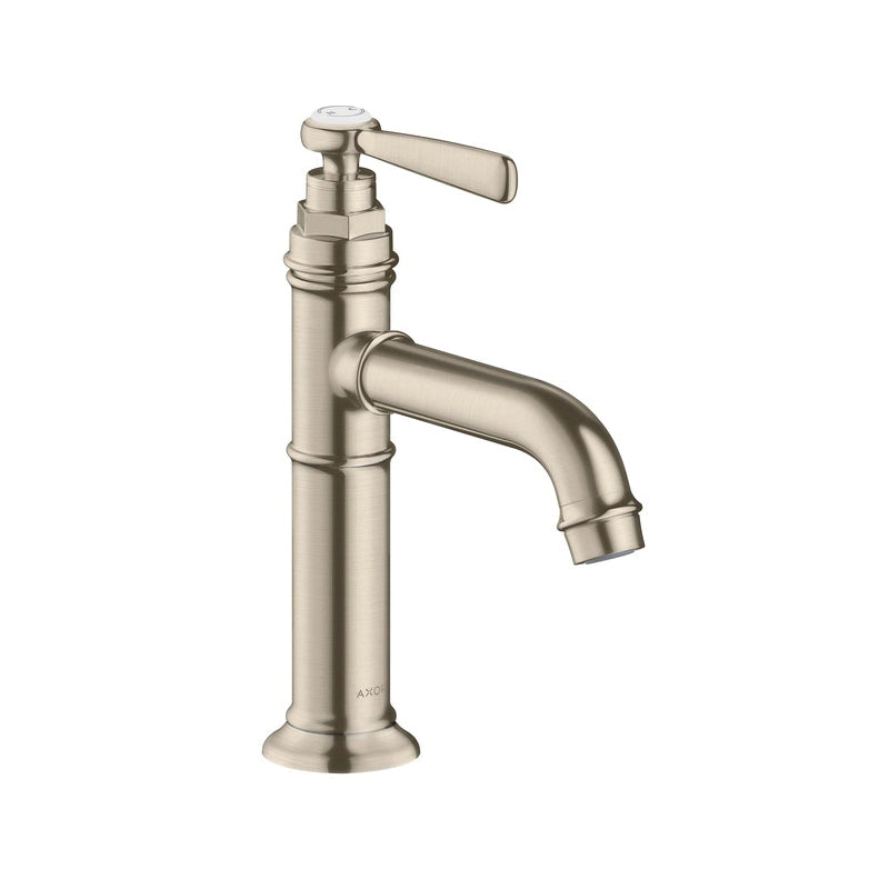 AXOR 16516821 Lavatory Faucet, Montreux, 1.2 gpm Flow Rate, 3-7/8 in H Spout, 1 Handles, 1 Faucet Holes, Brushed Nickel, Function: Traditional
